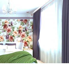 текстильные обои в спальню - модель 2