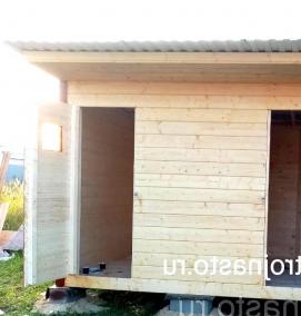 туалет с хозблоком для дачи деревянный - тип 4