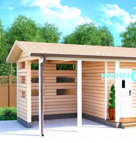 туалет с хозблоком для дачи деревянный - тип 3