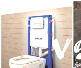 установка навесного унитаза с инсталляцией - модель 4