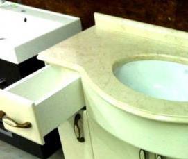 установка навесной раковины в ванной - модель 2