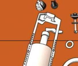 установка слива в бачке унитаза - модель 4