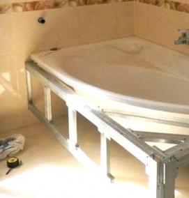 установка стальной ванны на каркас - тип 3