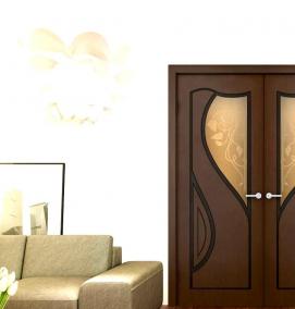 узкие двухстворчатые межкомнатные двери - вариант 1