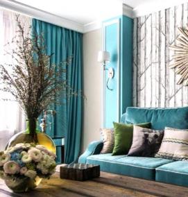 Виниловые обои голубого цвета - тип 2