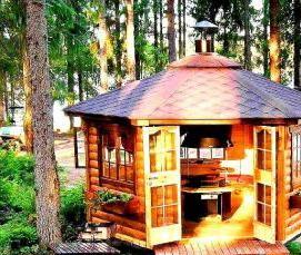 Закрытая беседка для дачи с мангалом - тип 4