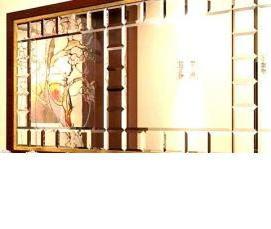 Зеркало в золотой раме в ванную - модель 1