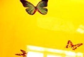 Желтый глянцевый натяжной потолок - модель 1