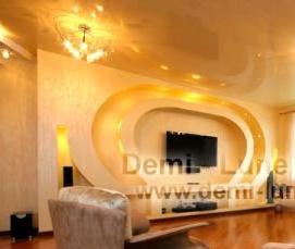 Золотистые натяжные потолки - модель 1