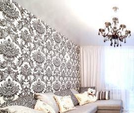 Бежевый сатиновый натяжной потолок - модель 3