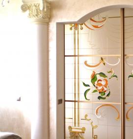 Двойная межкомнатная дверь со стеклом - модель 2