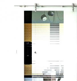 Межкомнатные двери стеклянные на рельсах - модель 3