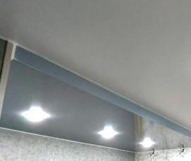 Натяжные потолки двухуровневые серые - модель 4