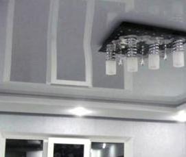 Натяжные потолки двухуровневые серые - модель 2