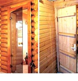установка деревянной двери в баню - тип 2