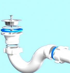 установка сифона на раковину - тип 3