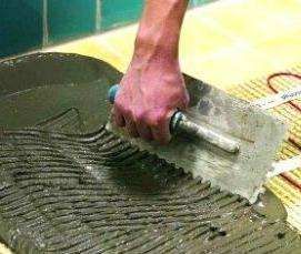 установка теплых полов ванной комнате - тип 1